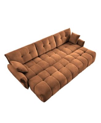Streamdale Burnt Orange 3-Seater Chenille Sofa Set with Ottomans & Pillows