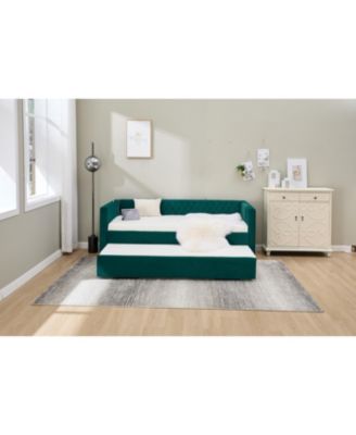  Emerald Velvet Daybed - Modern Diamond Design