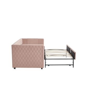 Pink Velvet Daybed - Modern Diamond Design