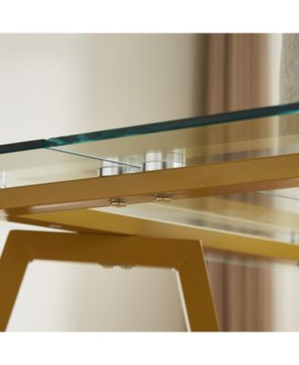 70.9" Rectangular Glass Dining Table - Gold Legs, Seats 1-8
