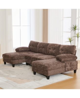 Streamdale U-Shaped Chenille Sectional Sofa with Dual Chaise & Storage
