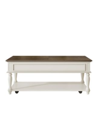Streamdale Farmhouse Coffee Table - Drawer, Wheels, Solid Wood Legs