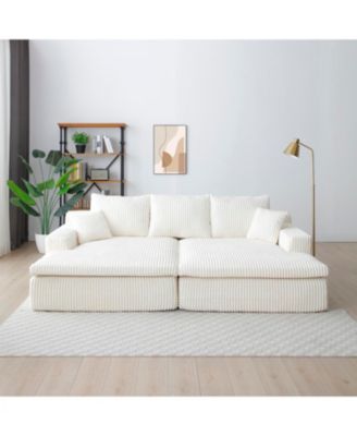 Oversized Sectional Sofa Bed with Double Chaise Lounge - Beige