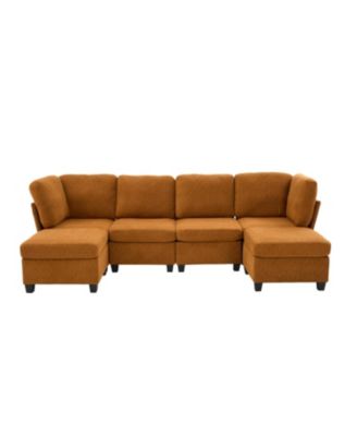 Modular Sectional Sofa- Convertible 6-Seat Couch with Chaise & Ottoman