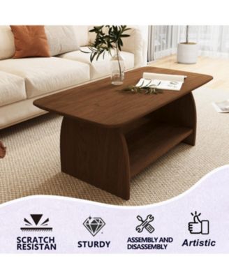 Modern 47" Double-Layer Coffee Table with Storage