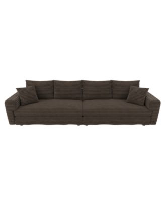 Plush Corduroy 4-Seat Sofa, Modern Comfy Cloud Couch, Deep Seat, Camel