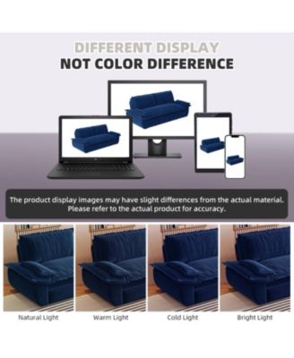 Queen Pull Out Sleeper Sofa Bed - 3-in-1 Convertible Velvet Loveseat, Blue