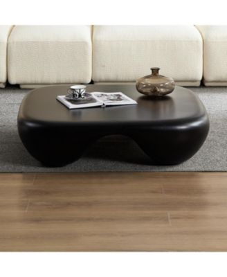 Modern Coffee Table Faux Travertine Textured for Livingroom/Office,black