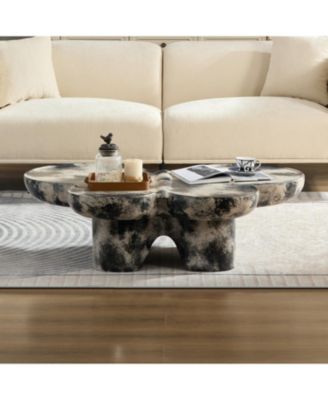 Streamdale Black & Beige Limestone Style Coffee Table