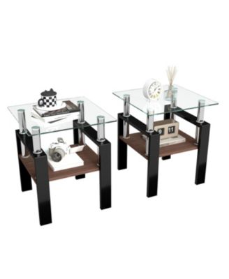 2 Modern Glass Tea/Coffee Tables - Transparent/Black