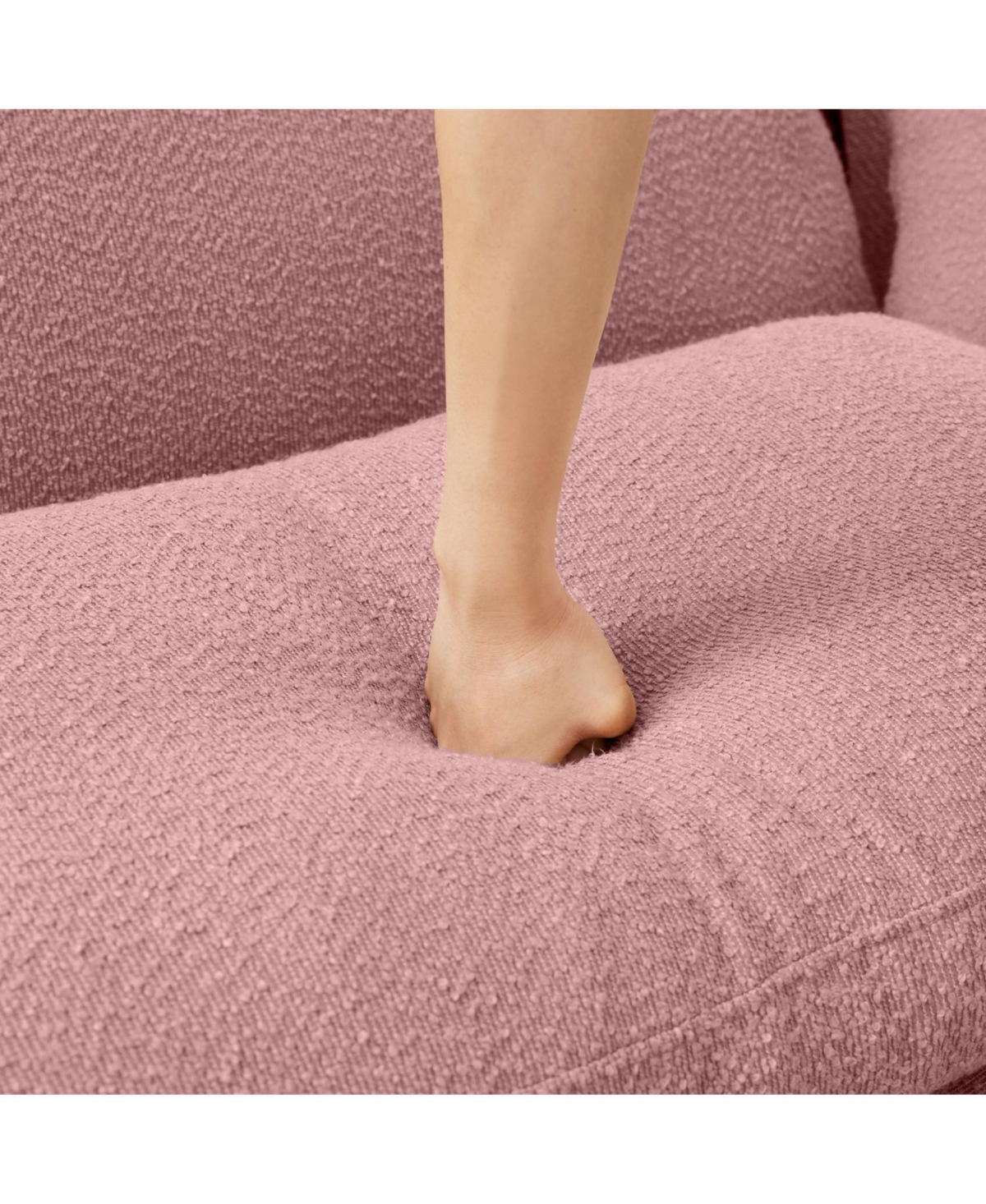 Streamdale Furniture Pink Boucle U-Shape Sectional Sofa with Shell Armrests & Ottomans