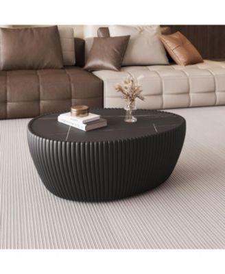 Black Marble Top Leather Coffee Table