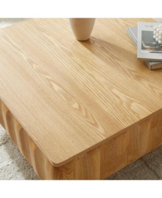 Square Lift-Top Coffee Table with Solid Wood Frame and Hidden Storage