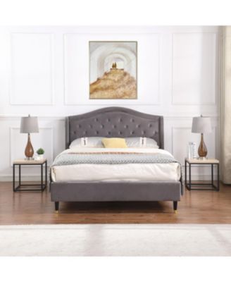 Oak End Table Set (2) - Wood & Metal Nightstand