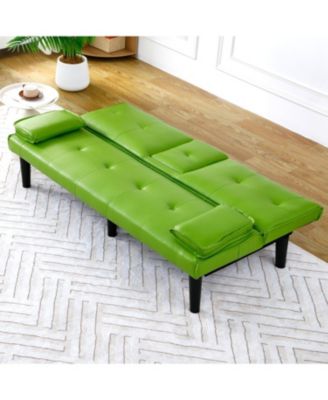 67" PVC Sofa Bed - Foldable with Cup Holder