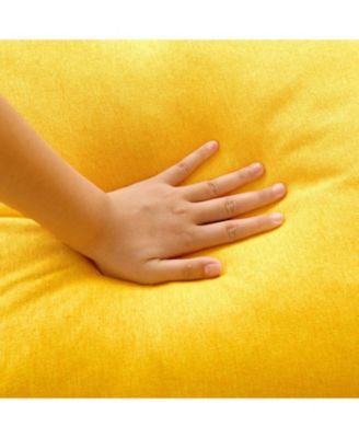  L-Shaped Sectional Sofa w/ Storage - Yellow Cotton-Linen