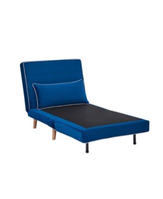 Modern Blue Velvet Foldable Sofa Bed Set (2