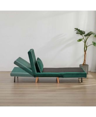 Velvet Foldable Sofa Bed Set - Adjustable Backrest, Green