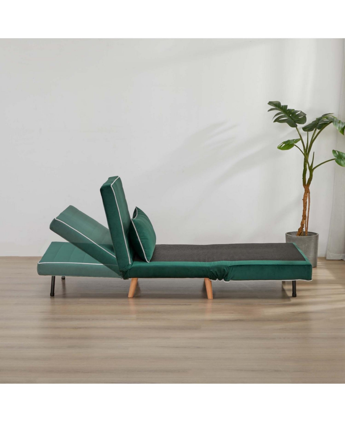 Streamdale Furniture Velvet Foldable Sofa Bed Set - Adjustable Backrest, Green