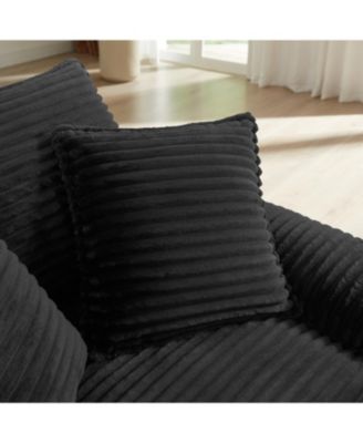 Streamdale Modern Cushioned Sofa with Footrest - Black
