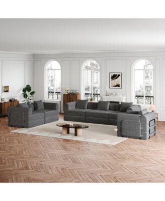 + 6-Seater + Chenille + Convertible with Storage + Sofa Bed