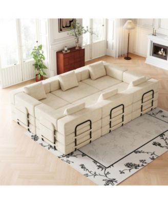  Corduroy Folding Sofa Bed with Storage & Cushions