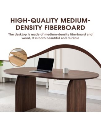 Streamdale Modern Oval Wooden Dining Table - Double Column Design