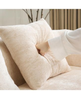 Chenille L-Shape Sectional Sofa with Curved Chaise