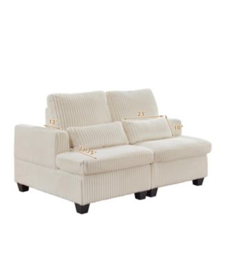 Fluffy Corduroy Loveseat Sofa with Adjustable Back