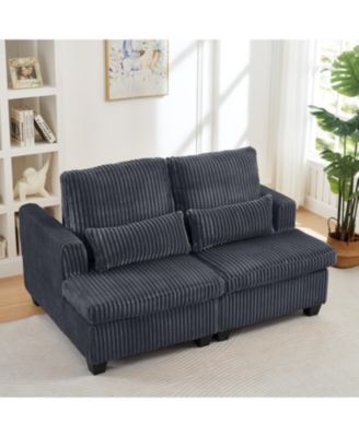  Fluffy Corduroy Loveseat Sofa with Adjustable Back