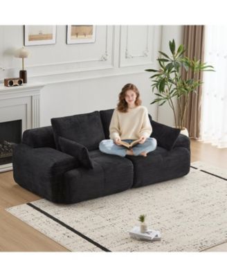 Modern Memory Foam Corduroy Sectional Sofa (Black