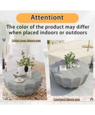 Streamdale 35" Modern Waterproof MgO Cement Coffee Table (Marble White)