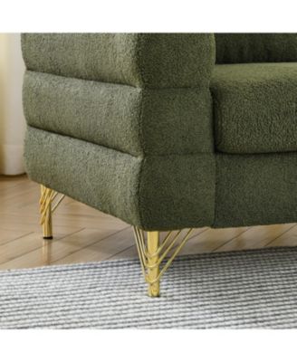 81" Oversized 3-Seater Sectional Sofa, Green Teddy