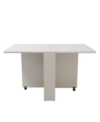 Foldable 51.18" white table for small families display or home use.