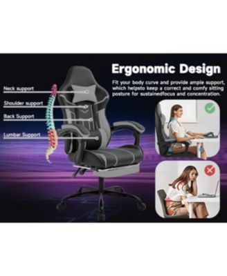 Gaming chair with footrest and lumbar backrest