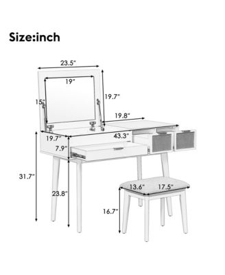 Versatile Makeup Vanity Table with Hidden Mirror & Ample Storage