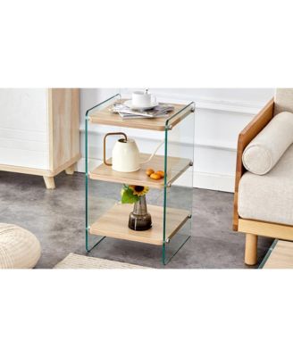 3-Layer Bedside Cabinet with Glass Panels