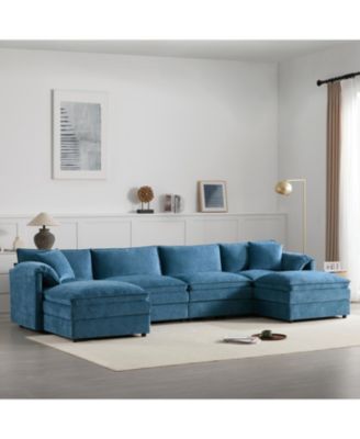 Streamdale 136" Chenille U-Shaped Sectional Sofa with Ottomans