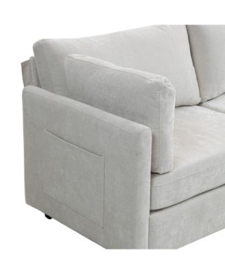 Streamdale 111.42x32.28" 3-Seater Chenille Sofa - Comfy, Cloud-Soft, with Side Pocket