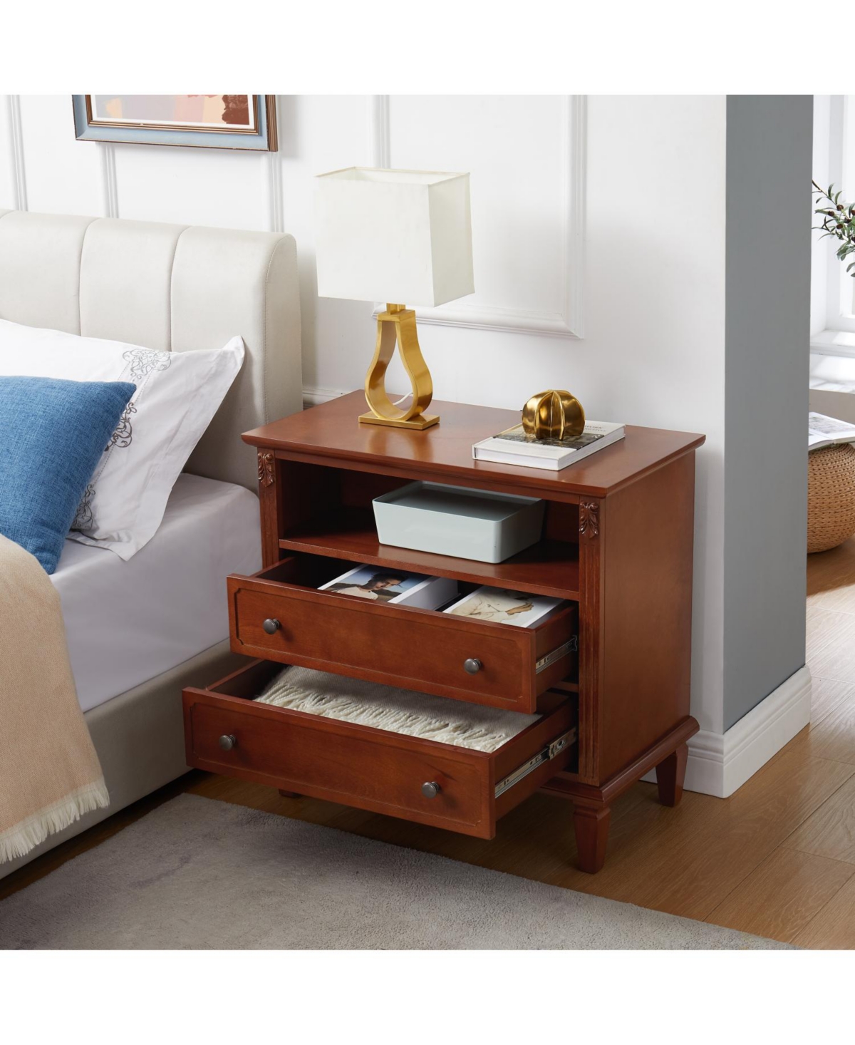 Streamdale Furniture Nightstand with Charging Station and Drawers