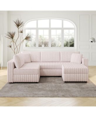 Soft U-Shaped Sofa for 4 with Matching Ottoman.