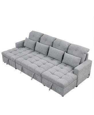 Oversized Sectional Sofa Bed with Storage and USB Ports