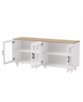 Streamdale Farmhouse TV Stand with Tempered Glass Doors for TVs up to 70