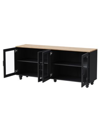 Streamdale Farmhouse TV Stand with Tempered Glass Doors for TVs up to 70
