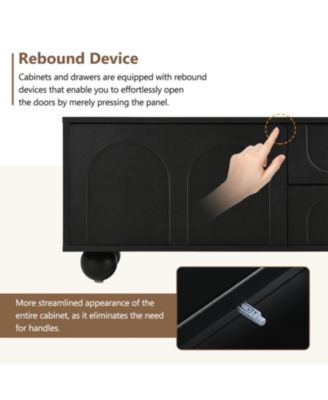 Arched Door TV Stand with Drawers for TVs up to 75", 5 Iron Legs