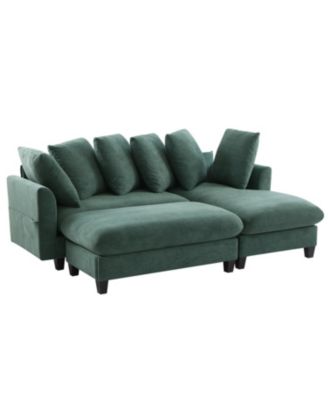 83" Sectional Sofa with Storage Ottoman & Pillows