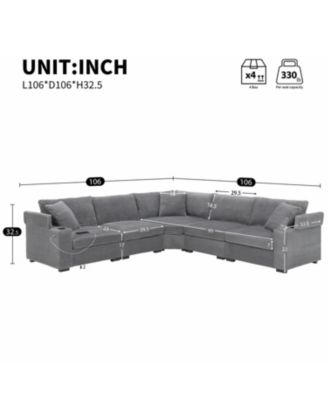 106" L-Shaped Sectional Sofa with USB