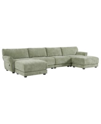 142" Modular U-Shape Sofa with USB Charger & Ottoman