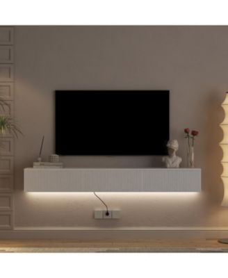 Floating TV Stand Wall Mounted LED 69" Modern Entertainment Center