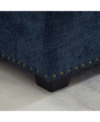 97" L-Shaped Chenille Sectional Sofa with Ottoman - Dark Blue